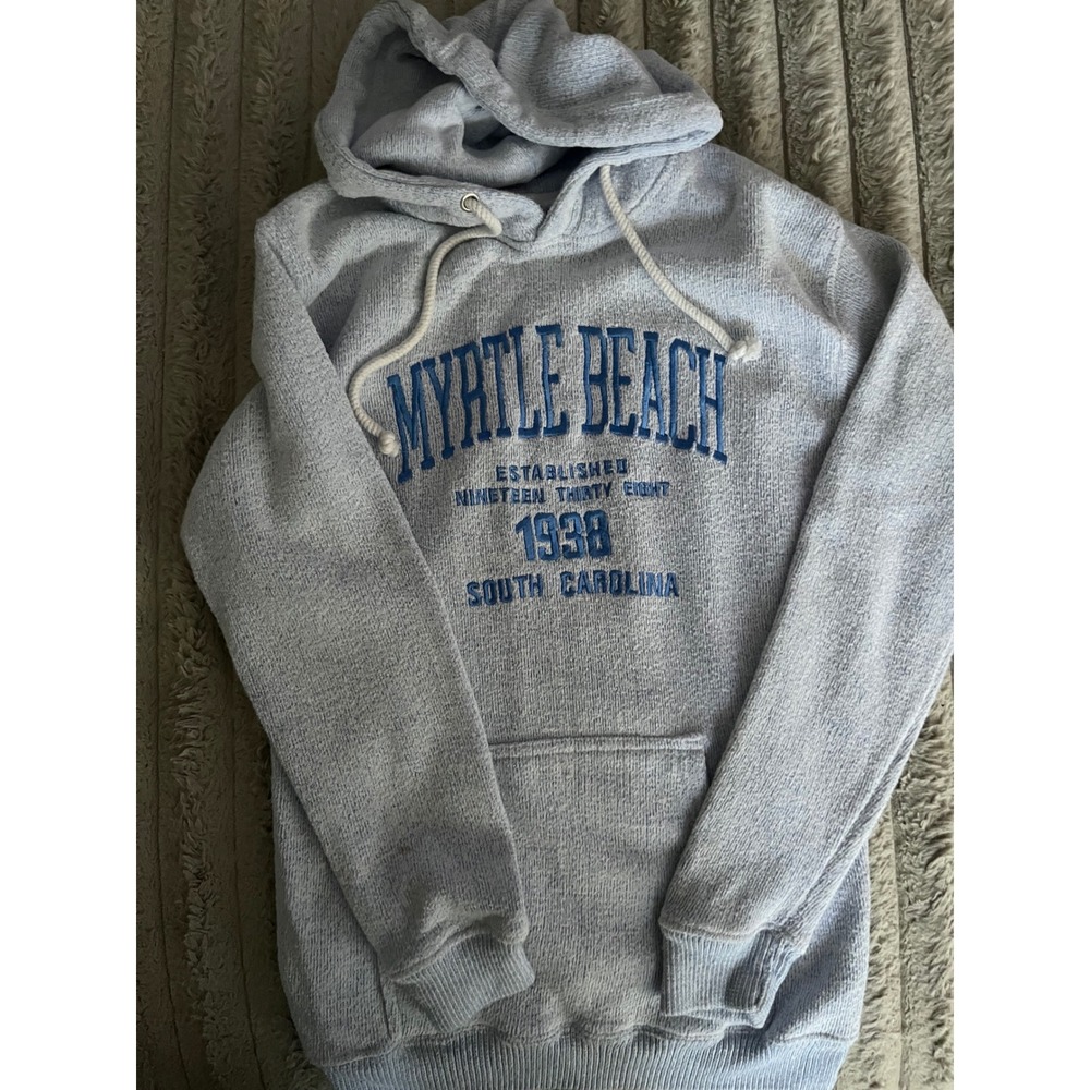 Salty Wave Collection Myrtle Beach South Carolina Hoodie Blue Embroidered Medium